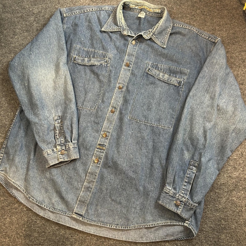 Marithe Francois Girbaud Mens XL Blue Denim Western Button Made Hong Kong 90s